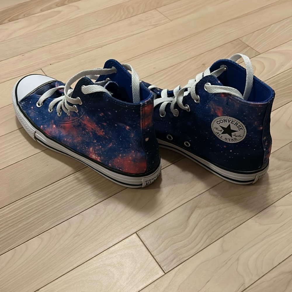 Converse Kids High Top Sneakers in Navy Blue with Red Galaxy Print